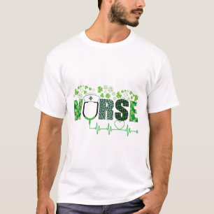 Ierse verpleegster Shamrock-stethoscoop St. Patric T-shirt