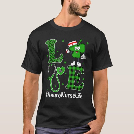 Ierse Verpleegster St Patricks Dag Liefde Neuro Ve T-shirt (Voorkant)