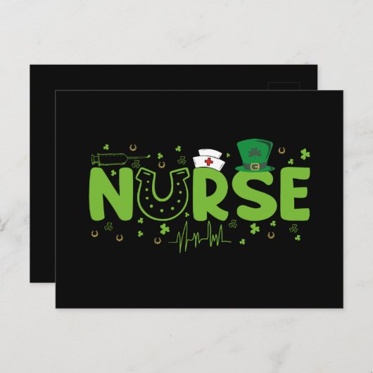 Ierse Verpleegster Stethoscoop Scrub Patricks Dag Briefkaart (Voorkant / Achterkant)