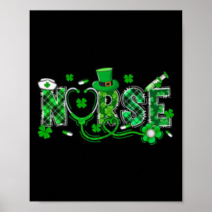 Ierse verpleegster stethoscoop Scrub Saint St. Pat Poster