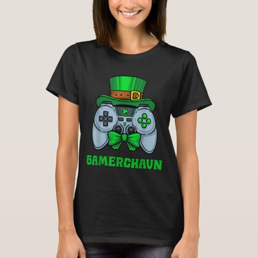 Ierse Videogame Controller St. Patrick's Day Gamer T-shirt (Voorkant)