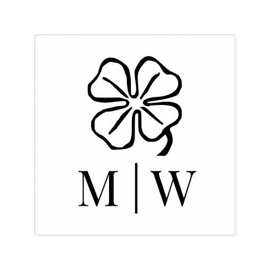 Ierse vierbladige klaver trouwkoppel initials  zelfinktende stempel (Design)