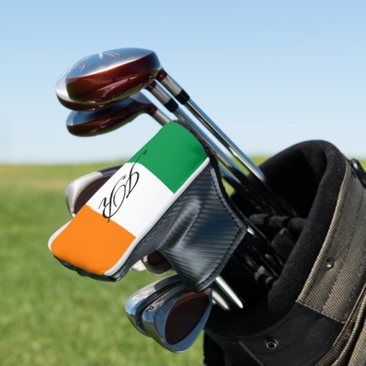 Ierse vlag aangepaste initiële golfkop-putterhoes golfheadcover (Insitu)