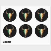 Ierse vlag Bull Skull op zwart Ronde Sticker (Vel)