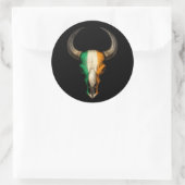 Ierse vlag Bull Skull op zwart Ronde Sticker (Tas)