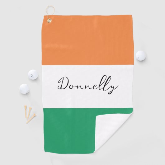 Ierse vlag Colors Irish Surname Custom Golfhanddoek (Insitu)