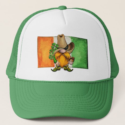 Ierse vlag Cowboy Gnome Lucky Trucker Pet (Voorkant)