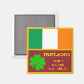 Ierse vlag, Dublin en Ierland, sport- en sportfans Magneet (Voorkant / Achterkant)