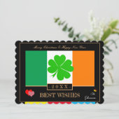 Ierse vlag en gelukkig nieuwjaar/beste wensen Sham Feestdagenkaart (Staand voorkant)