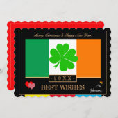 Ierse vlag en gelukkig nieuwjaar/beste wensen Sham Feestdagenkaart (Voorkant / Achterkant)