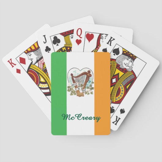Ierse vlag en  harp en Shamrock Custom Pokerkaarten (Achterkant)