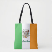 Ierse vlag en harp en Shamrock Custom Tote Bag (Voorkant)