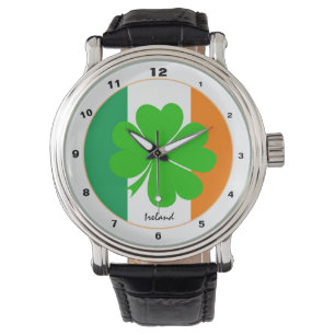 Ierse vlag en Ierse trendy mode/Shamrock Horloge