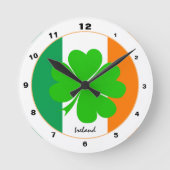 Ierse vlag en Ierse trendy mode/Shamrock Ronde Klok (Voorkant)