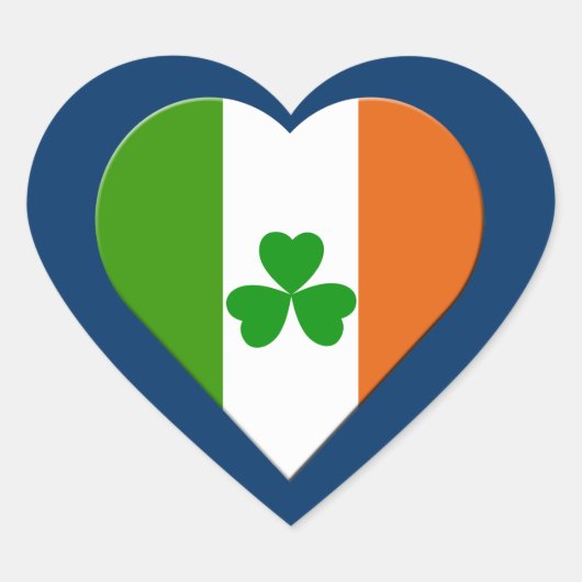ierse vlag en shamrock hart sticker (Voorkant)