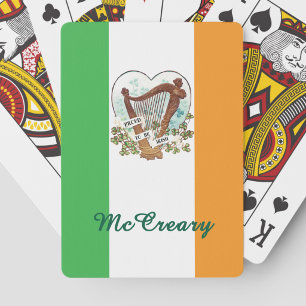 Ierse vlag en Vintage Harp en Shamrock Custom Pokerkaarten