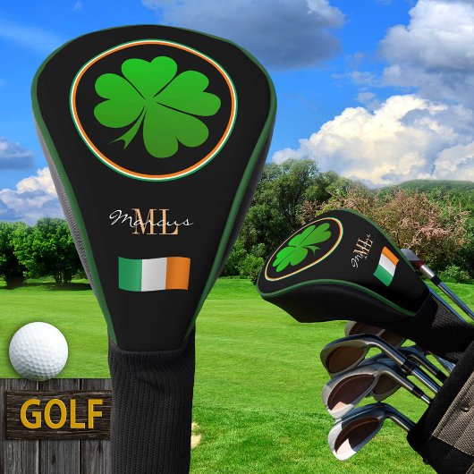Ierse vlag, Gelukkig, Monogram, Golfen Ierland Golfheadcover