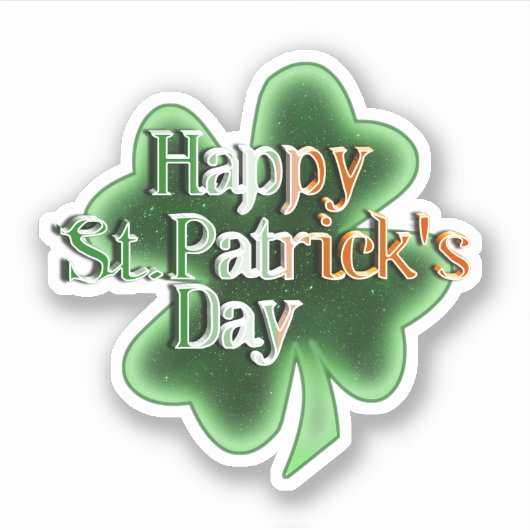 Ierse Vlag Gelukkig St. Patrick's Day Sticker (Voorkant)