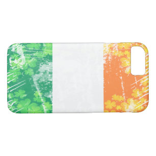 Ierse vlag, Grunge Irish Tricolor met Shamrocks iPhone 8/7 Hoesje