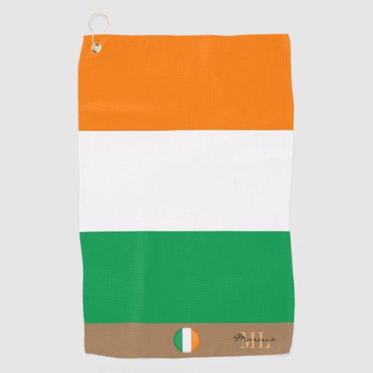 Ierse vlag & Ierland monogrammen Golf Towel Golfhanddoek (Voorkant)
