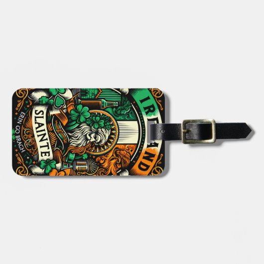 Ierse vlag Ierland Saint Patricks Day Slainte Bagagelabel (Voorkant horizontaal)
