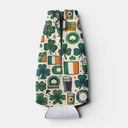 Ierse vlag Ierland Saint Patricks Day Slainte Flesjeskoeler (Achterkant)