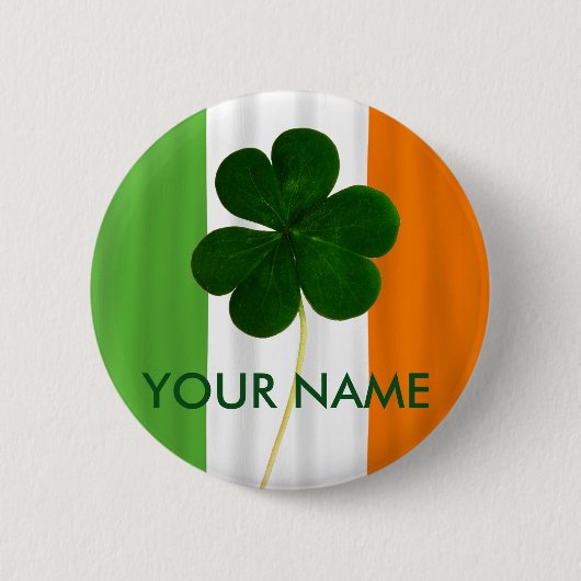 Ierse vlag Ierland Shamrock Clover-vrijwilliger Ronde Button 5,7 Cm (Voorkant)