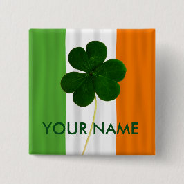 Ierse vlag Ierland Shamrock Clover-vrijwilliger Vierkante Button 5,1 Cm