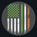 Ierse vlag Ierland vlag Ronde Sticker<br><div class="desc">Irish American Flag Ireland Flag for St Patricks day Group Family Matching Design Gift Classic ronde Stickers Classic Collectie.</div>