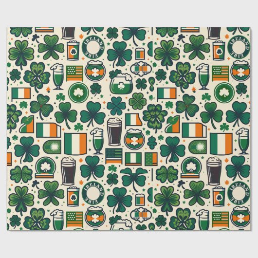 Ierse vlag Ierse Shamrock Keltische St Patricks Da Cadeaupapier (Vlak)