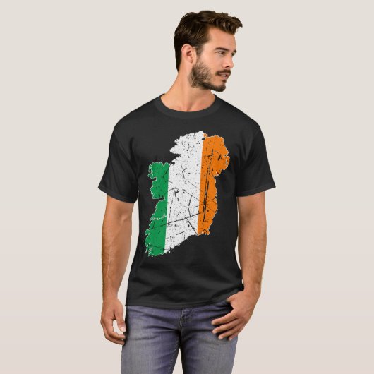 Ierse vlag Kaart Souvenir Distress Ireland Volwass T-shirt (Voorkant volledig)