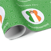 Ierse vlag kerst engel gepersonaliseerd cadeaupapier (Rol Hoek)