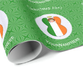 Ierse Vlag Kerstengel Gepersonaliseerd Cadeaupapier (Rol Hoek)