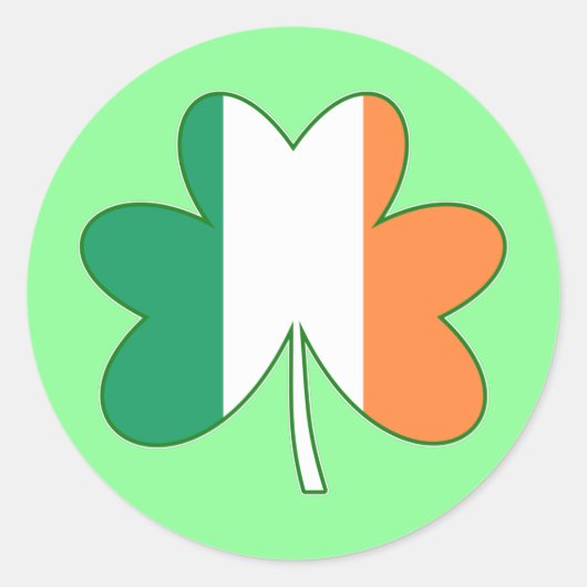 Ierse Vlag Kleur Shamrock Ronde Sticker (Voorkant)