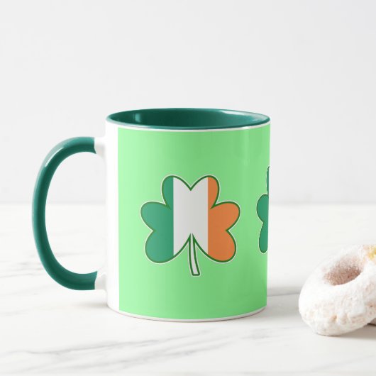 Ierse Vlag Kleur Shamrocks Mok (Met donut)