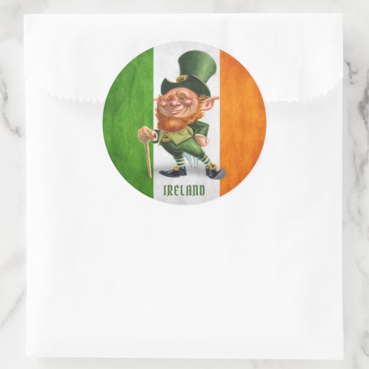 IERSE VLAG LEPRECHAUN RONDE STICKER (Tas)
