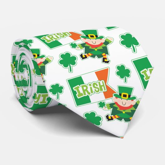Ierse vlag Leprechaun Stropdas (Opgerold)