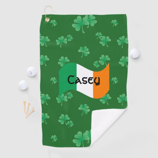 Ierse vlag met gepersonaliseerde Shamrocks Golfhanddoek (Insitu)