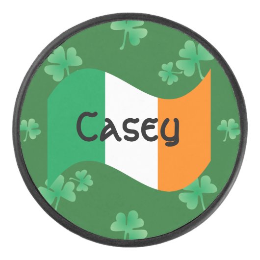 Ierse vlag met gepersonaliseerde Shamrocks Hockey Puck (Voorkant)