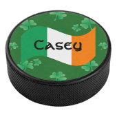 Ierse vlag met gepersonaliseerde Shamrocks Hockey Puck (3/4)