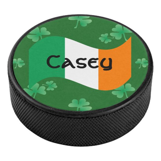 Ierse vlag met gepersonaliseerde Shamrocks Hockey Puck (3/4)