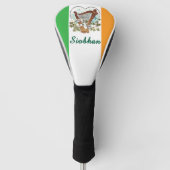 Ierse vlag met harp en Shamrock Custom Golfheadcover (Voorkant)
