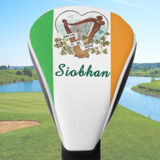 Ierse vlag met harp en Shamrock Custom Golfheadcover