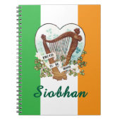 Ierse vlag met  harp en Shamrock Custom Notitieboek (Voorkant)