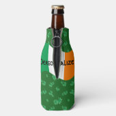 Ierse vlag met klavertjes flesjeskoeler (Fles Achterkant)
