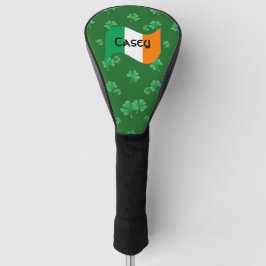 Ierse vlag met klavertjes gepersonaliseerd golfheadcover
