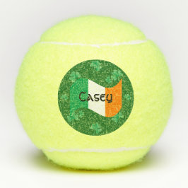 Ierse vlag met klavertjes gepersonaliseerd tennisballen
