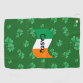 Ierse vlag met klavertjes vier Personalized Golfhanddoek (Horizontaal)