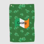 Ierse vlag met klavertjes vier Personalized Golfhanddoek (Voorkant)