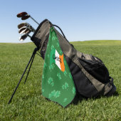 Ierse vlag met klavertjes vier Personalized Golfhanddoek (Groen)
